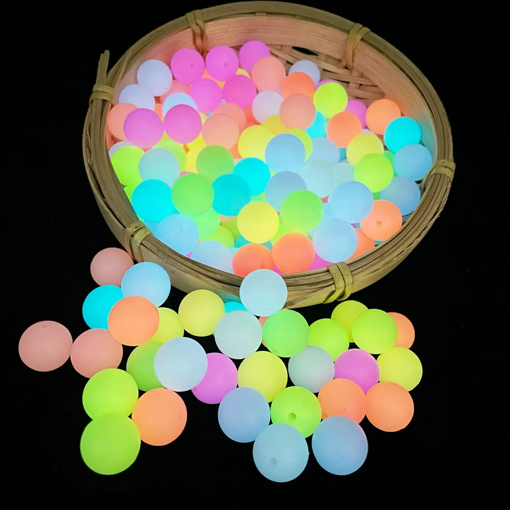 100Pcs 10mm 12mm 15mm 20mm Silicone Beads  Luminous Baby Glow In The Dark Fishing Loose Round Balls For Jewelry Marking DIY