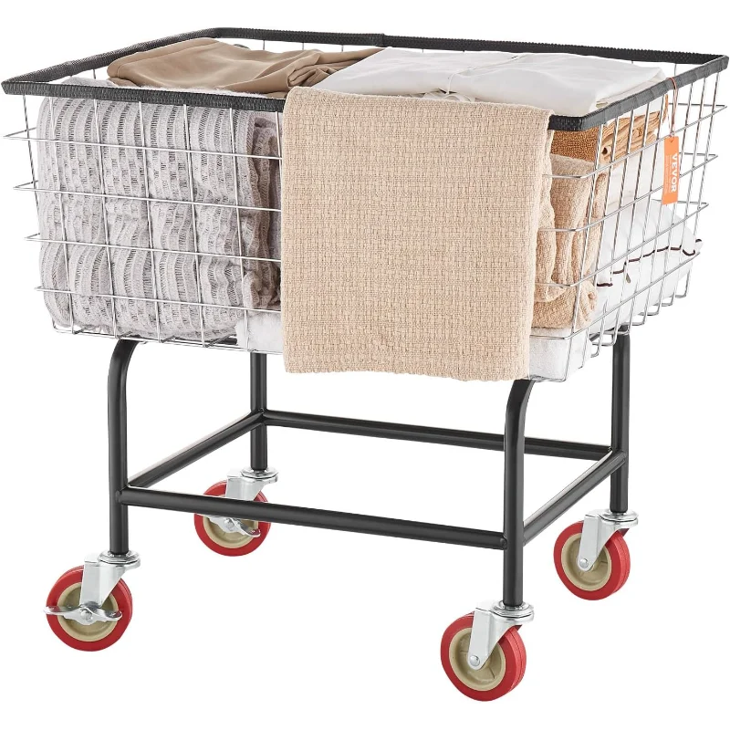 

VEVOR Wire Laundry Cart, 2.8Bushel Wire Laundry Basket with Wheels, 26.7''x21.7''x26.4'' Commercial Wire Laundry Basket Cart