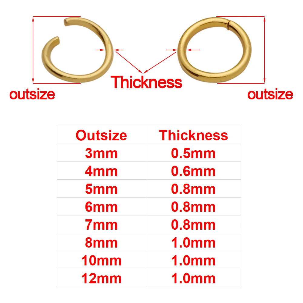 Anillos abiertos de oro de acero inoxidable, conectores de anillos divididos para fabricación de joyas DIY, accesorios de suministros, venta al por mayor, 100-200 unids/lote