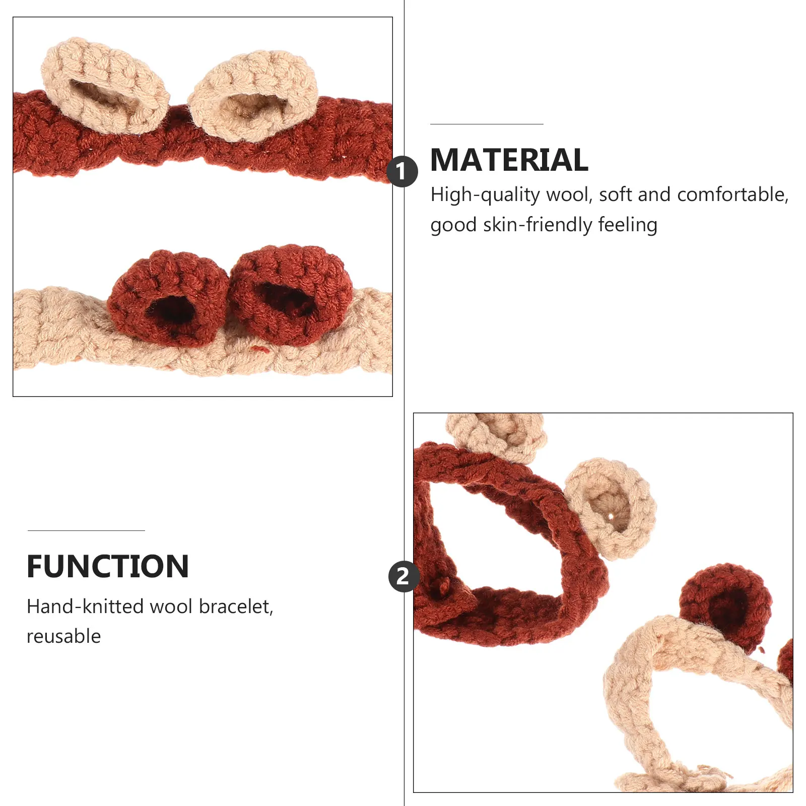 

2pcs Yarn Bracelets Kids Handmade Woolen Gifts Cartoon Christmas Tourism Souvenir Safe Comfortable Wear