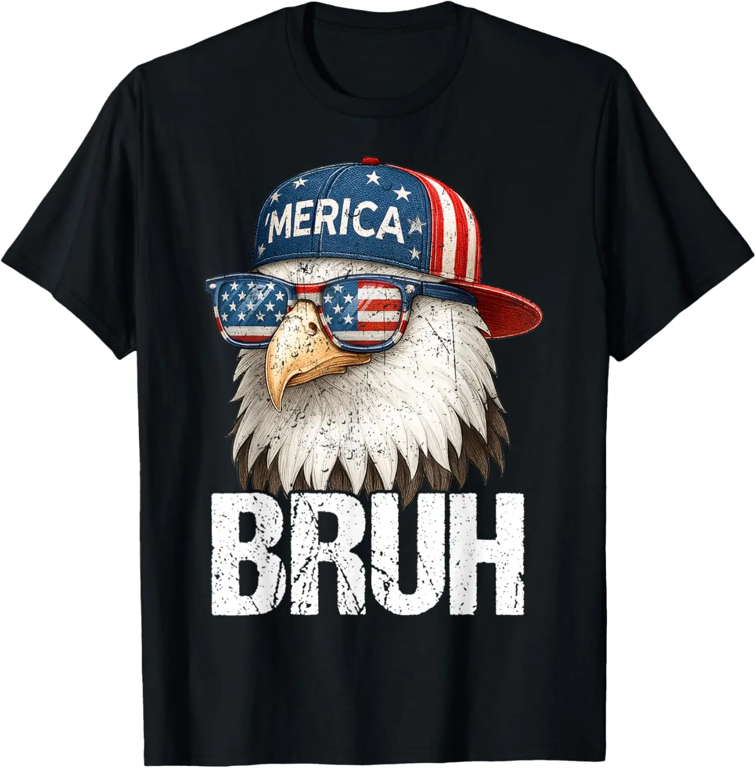 Bruh Fourth 4Th Of July Eagle American Patriotic Mens Boys T-Shirt 100% Cotton Trendy Y2K Short-Sleeve Tee – Soft, Quick-Drying,