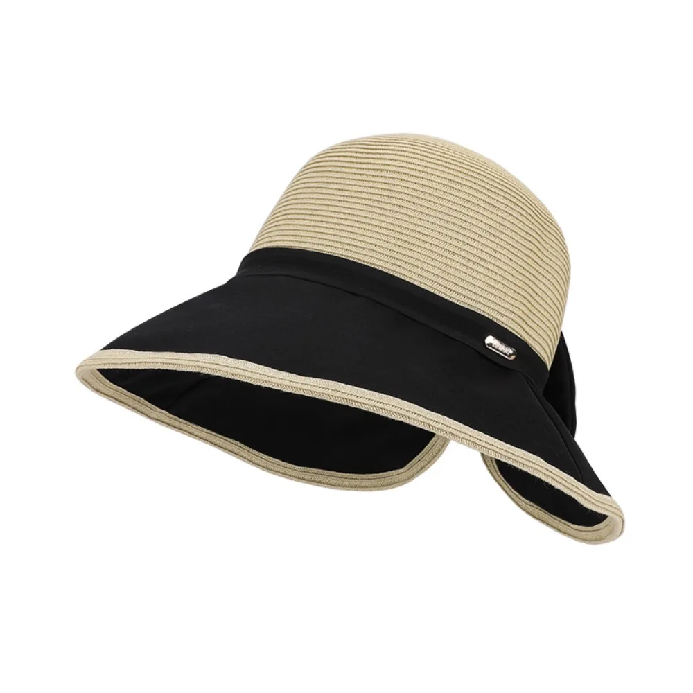 

Fashion Large Bow Women Sun Hat Wide Brim Bowknot Bow Fisherman Hat Weave Breathable Sun Cap Summer