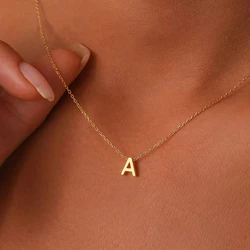 tainless steel Initial Necklace Gold Color Cut Letters Single Name Choker Necklace For Women Pendant Jewelry Gift dropshipping