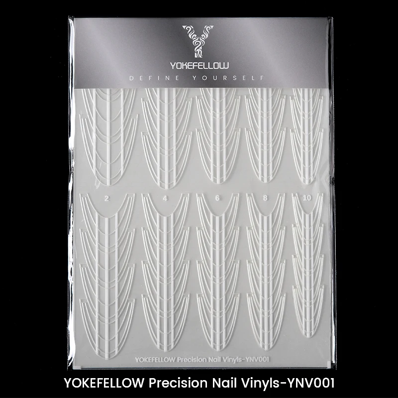 YOKEFELLOW Precision Nail Vinyls 5 Sheets 1302 pieces Mix 5 Curve-shaped French Tips Stickers with Guide Professional French Tip