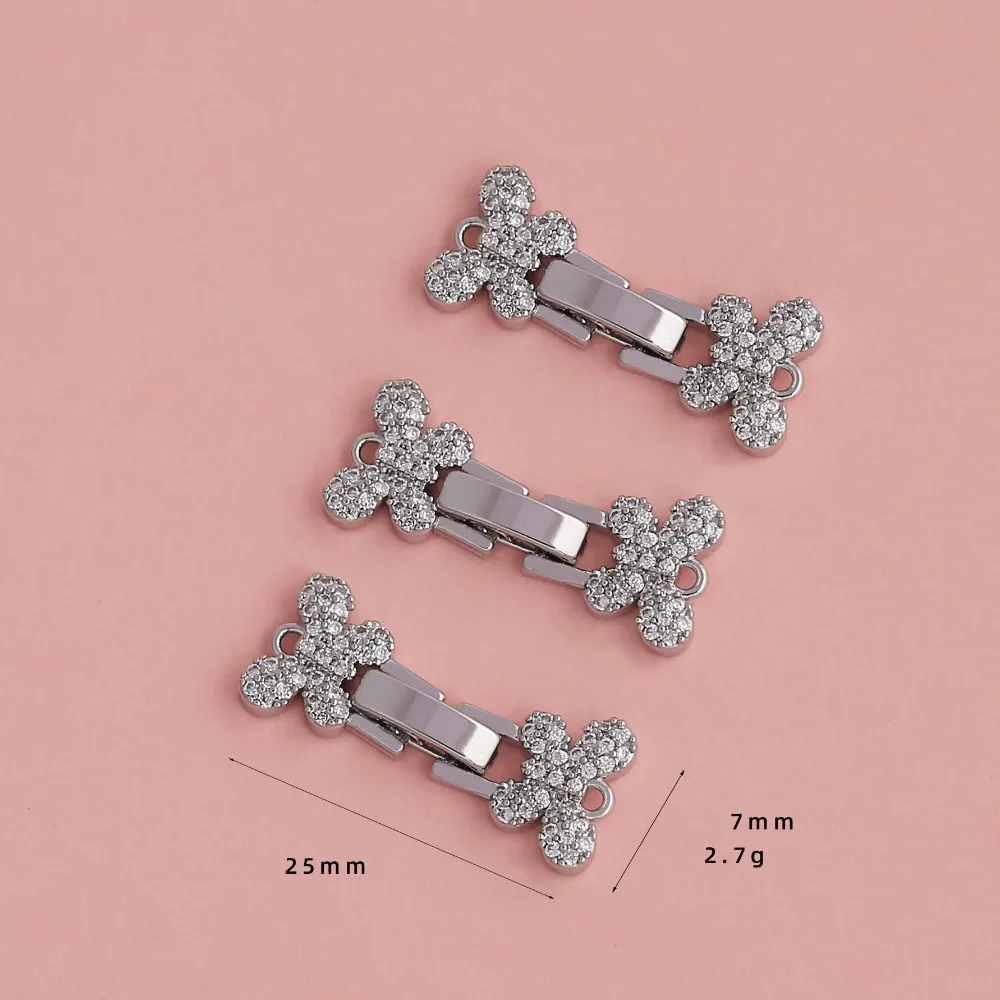 4PCS Brass Material Bracelet Clasps Inlaid Zircon Lobster Claw Lock Jewelry Fasteners Pearl Accent Pearl Clasps Jewelry Crafting