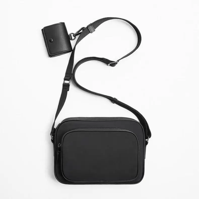 2024  New Men's Bag Fashion Brand Black Soft Nylon Skew Bag Men's Casual Shoulder Camera Messenger Purses And Handbags