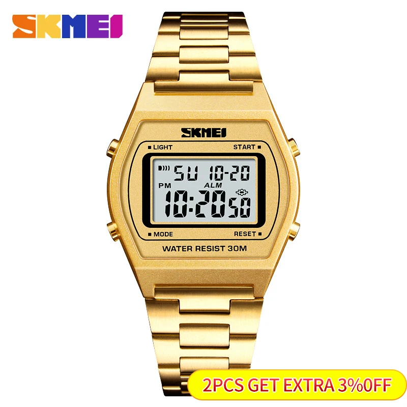 SKMEI Outdoor Sport Luxury Digital Wristwatch Men Fashion Watch Alloy Strap Business Watches 12/24 hours Relogio Masculino