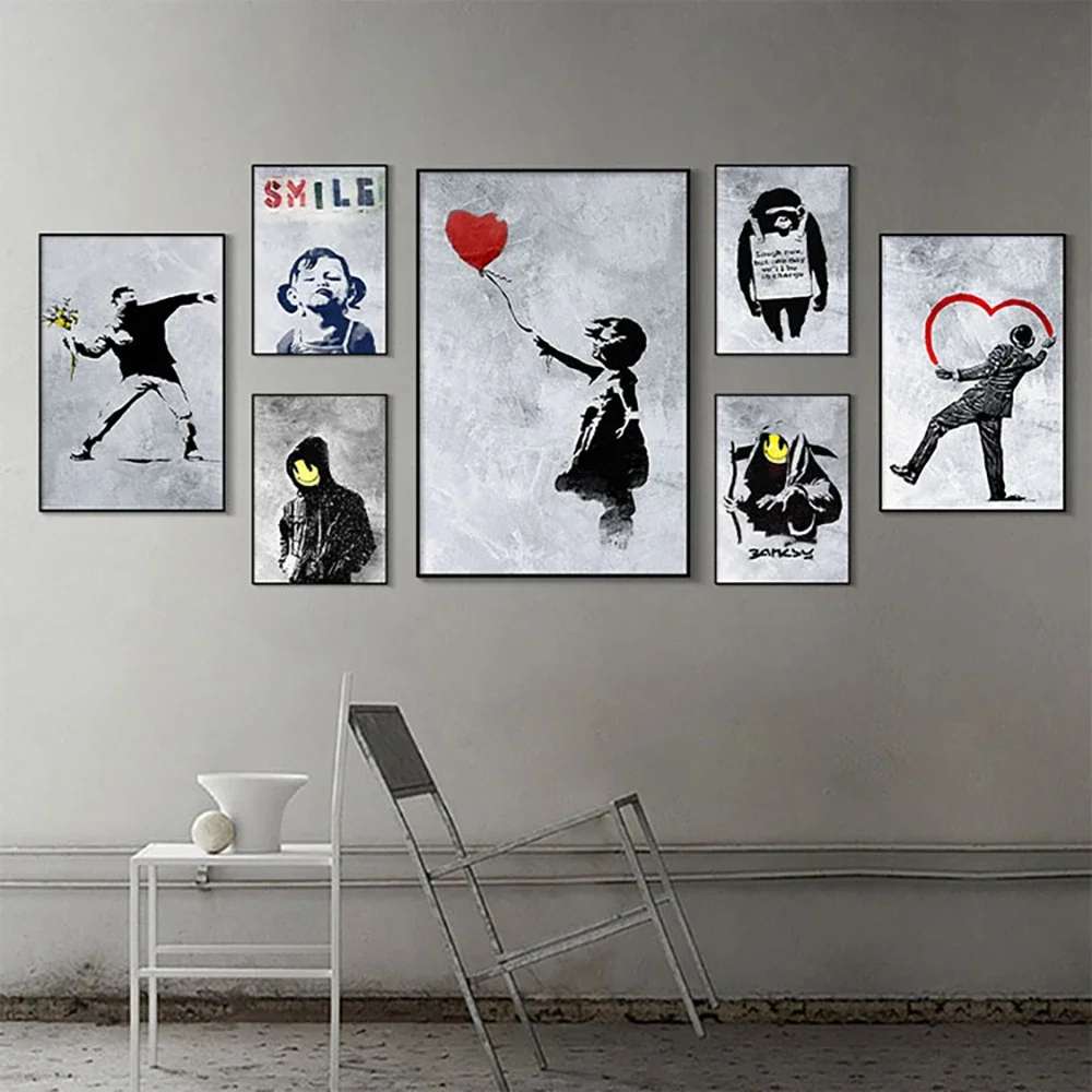 

Girl and Balloon Decorative Paintings Banksy Graffiti Art Poster Living Room Wall Canvas Painting Print Modern Home Decor Mural