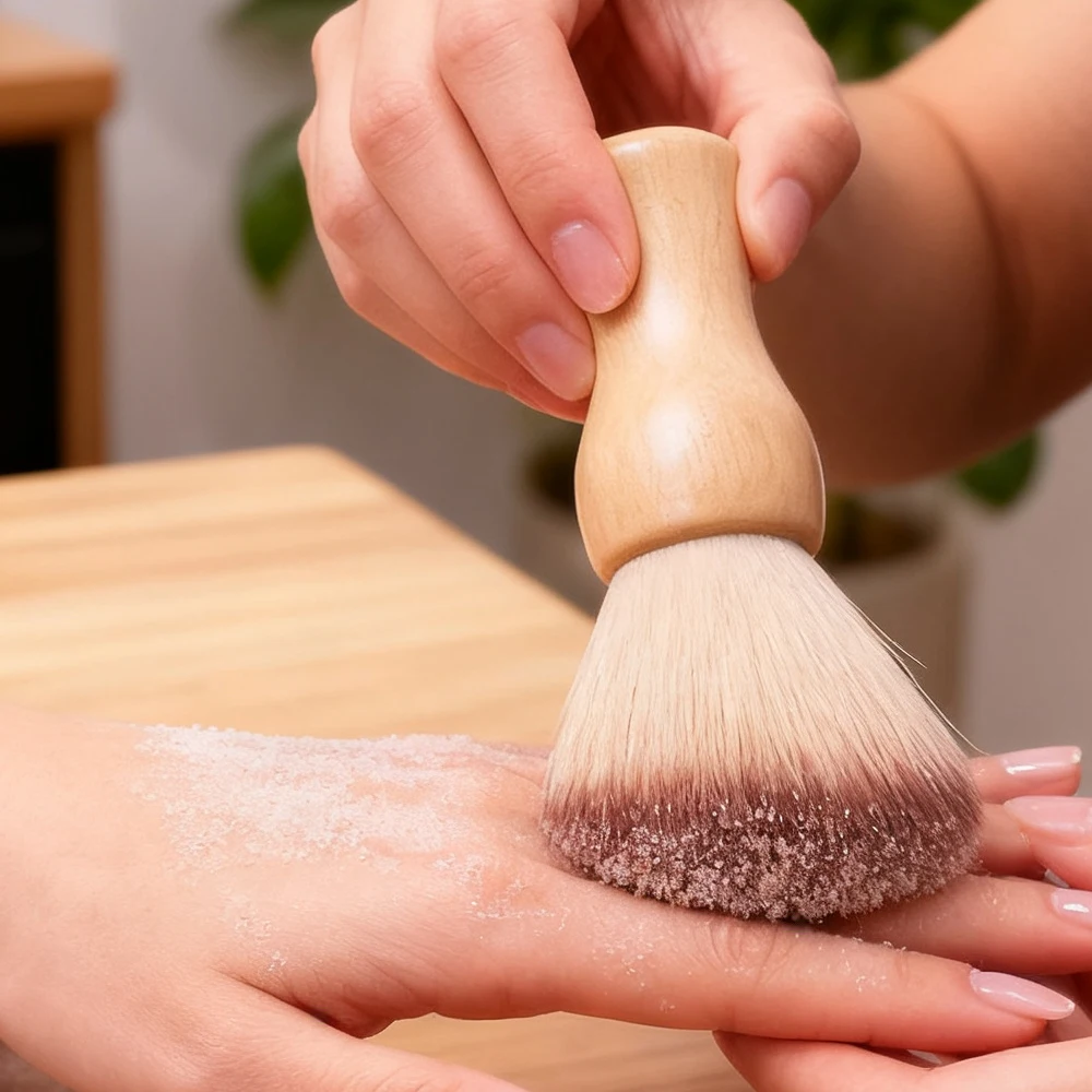 Luxury Nail Art Brush Wooden Handle Cleaning Brush Nail Dust Brush Fan-Shaped Nail Tool for Dust Removal Home Use