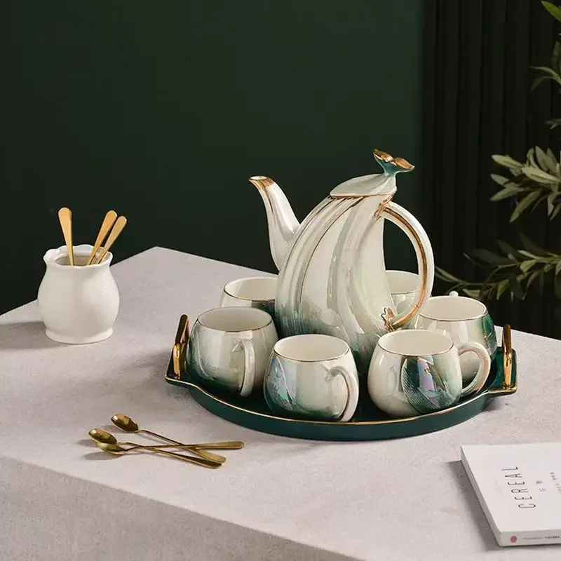premium water set - complete ceramic tea set for home use, includes cups and kettle