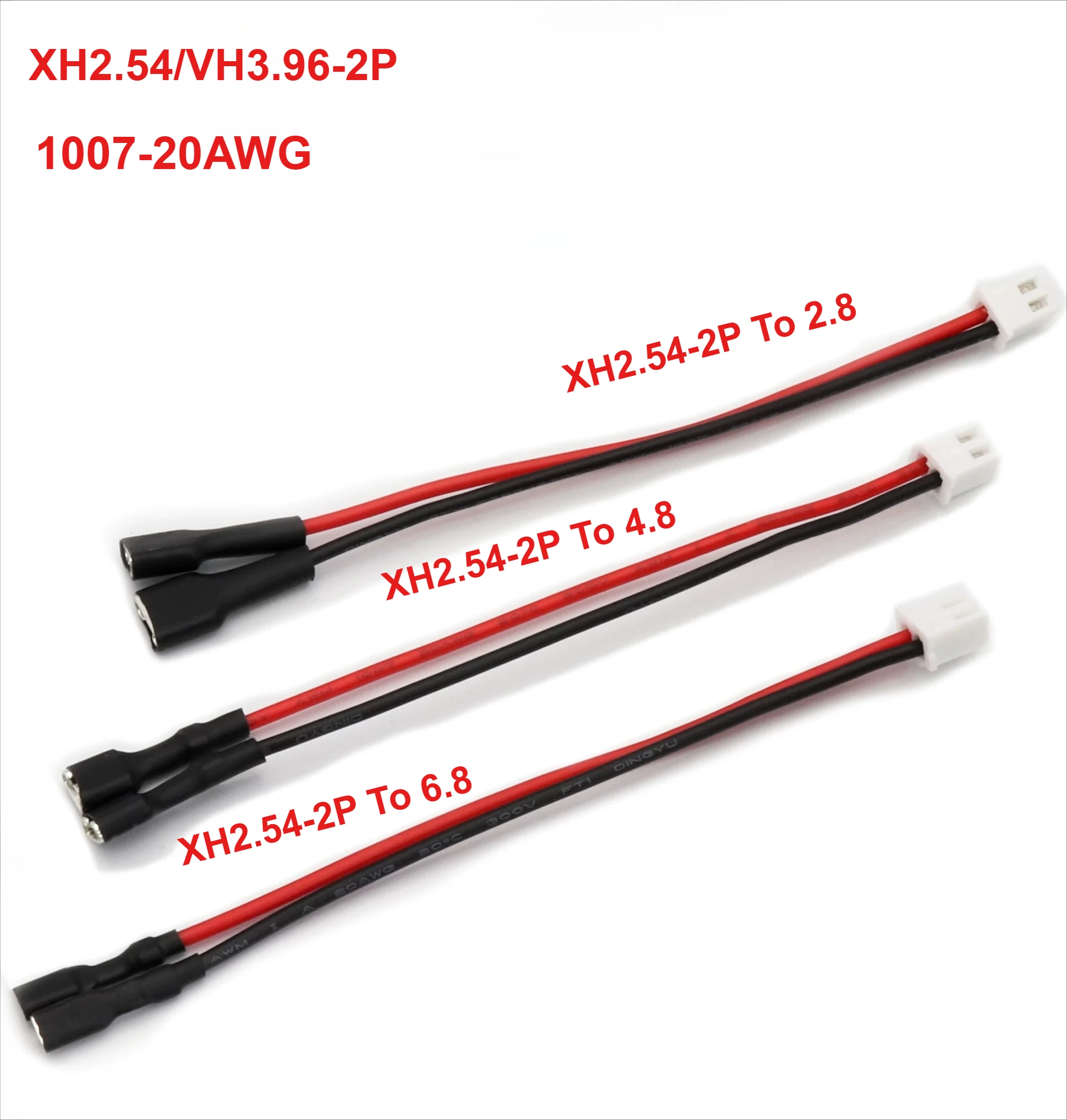 5/10/20PCS XH2.54-2P/VH3.96mm-2P Rotary Plug Spring Terminal Wire 2.8/4.8/6.3 Switch Socket Connection Harness 10/20/30/50CM