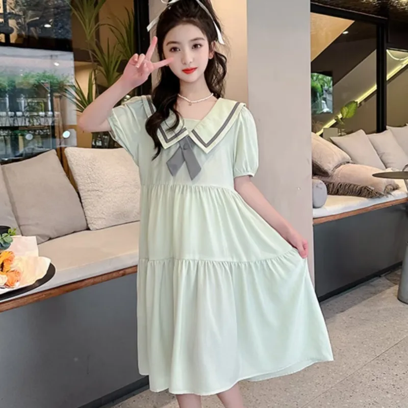 

Girls Summer Dresses New Children's Style Internet Celebrity College Style Skirts Summer Dresses Girls' Long Dresses