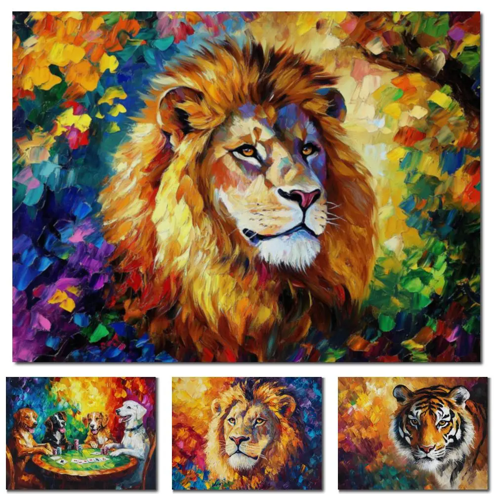 

Abstract Wildlife Animal Oil Painting Hand Painted Palette Knife Tiger Art for Living Room Home Office Decor Textured Large