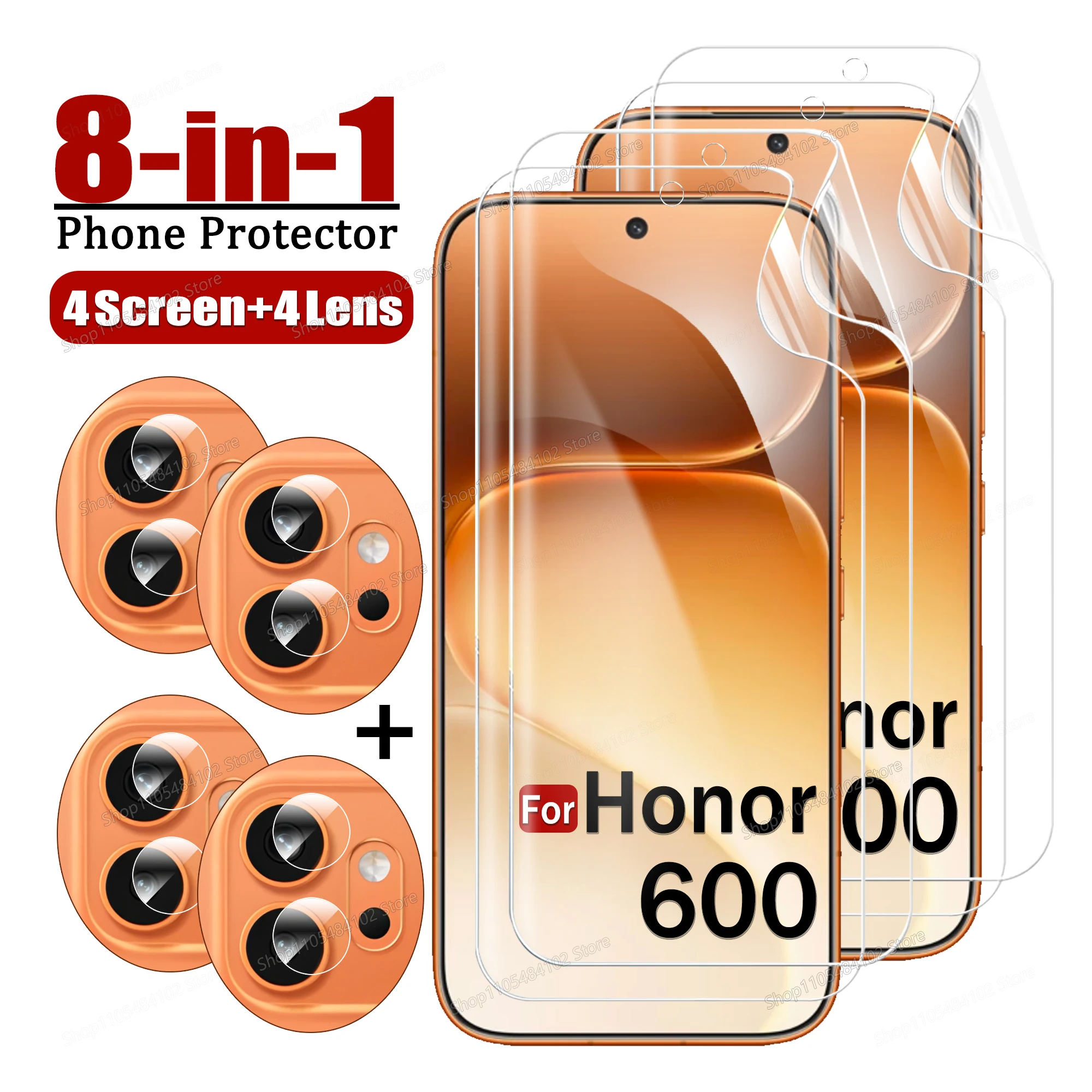 8-IN-1 Hydrogel-Folie für Honor 600 400 200 Lite 90 500 Pro Ultradünner Displayschutz für Honor 600 Pro WIN RT Weiche HD-Linsenfolie