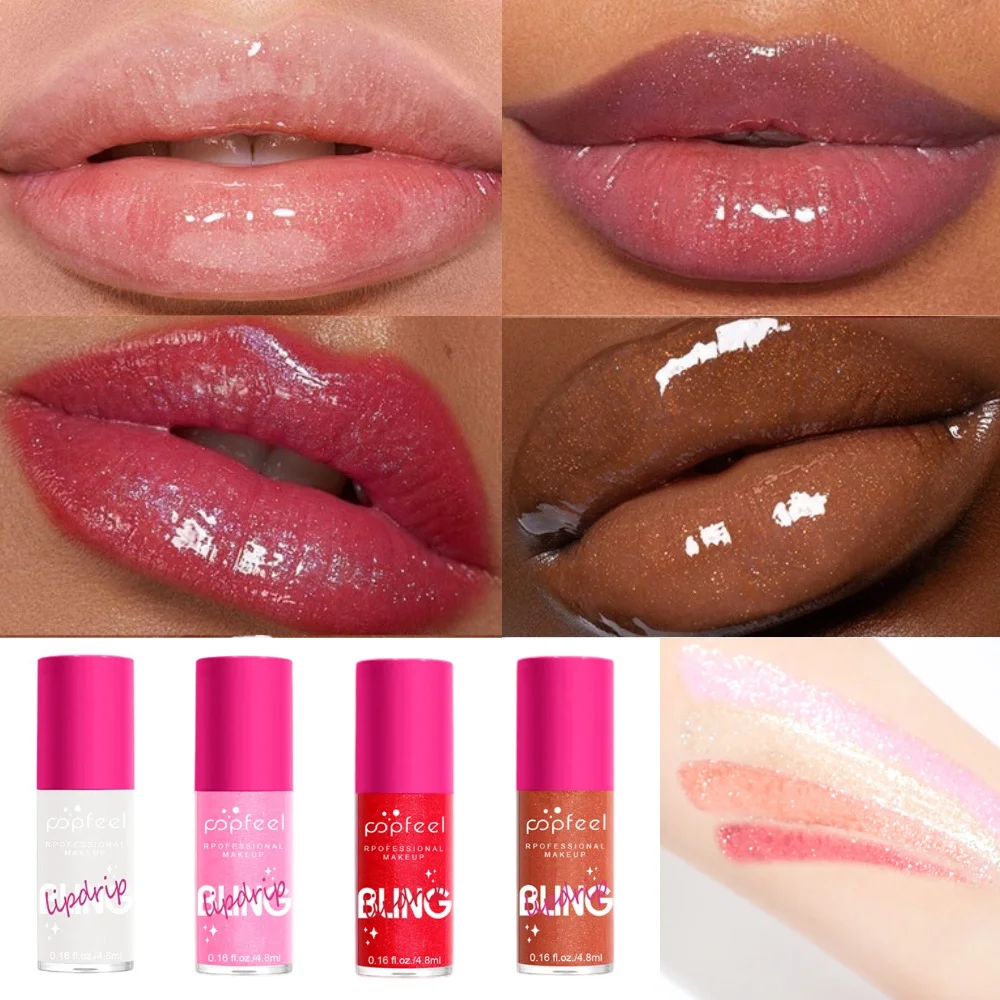 Baume à lèvres nacré scintillant à couleur changeante, brillant à lèvres hydratant semblable à un miroir avec scintillant