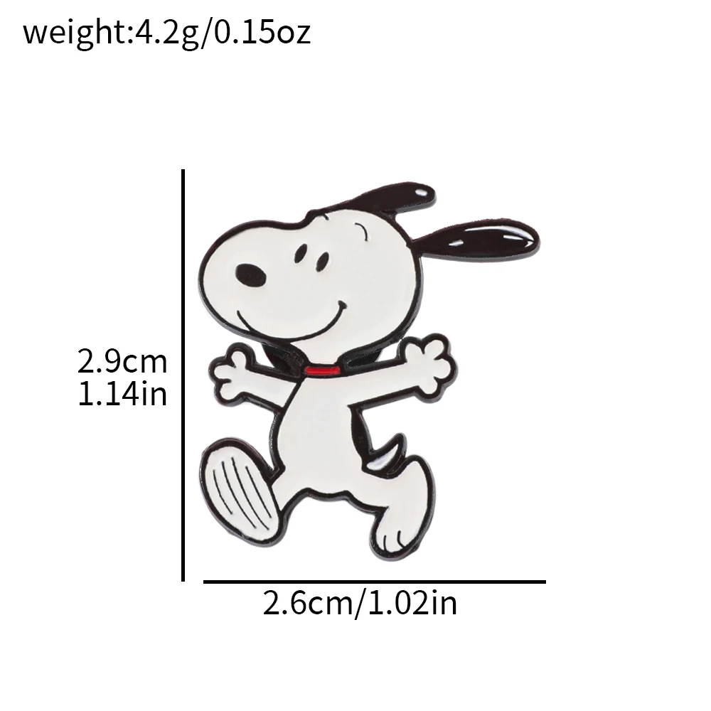 Snoopy Emaille-Anstecknadeln, Niedliche Cartoon-Holzstuhl-Broschen, Sammelbare Hunde-Charakter-Pins für Rucksäcke, Jacken und Kleidung