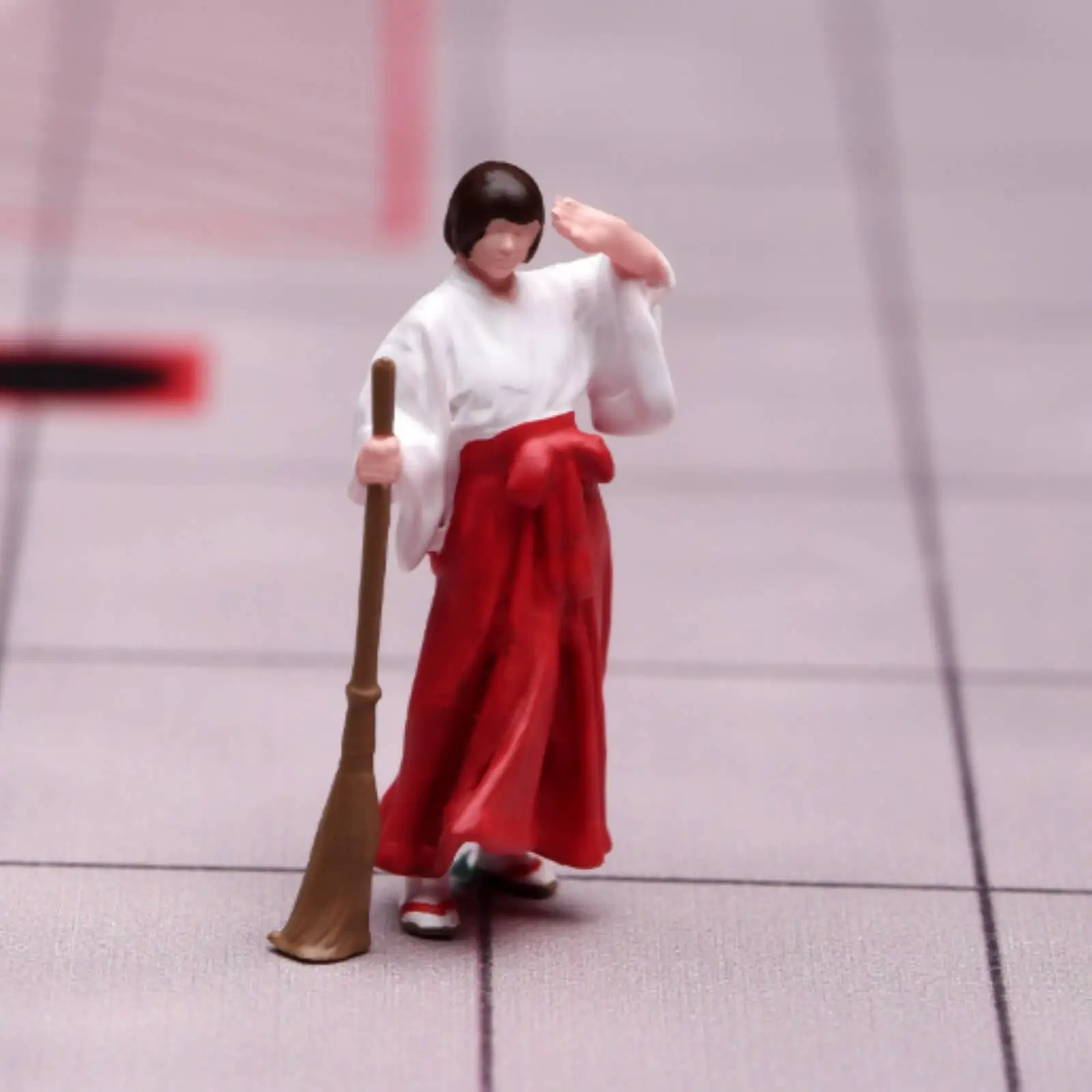 Miniature with Broom Hand-Painted Miniature Figurines 1/64 Scale for Collectors