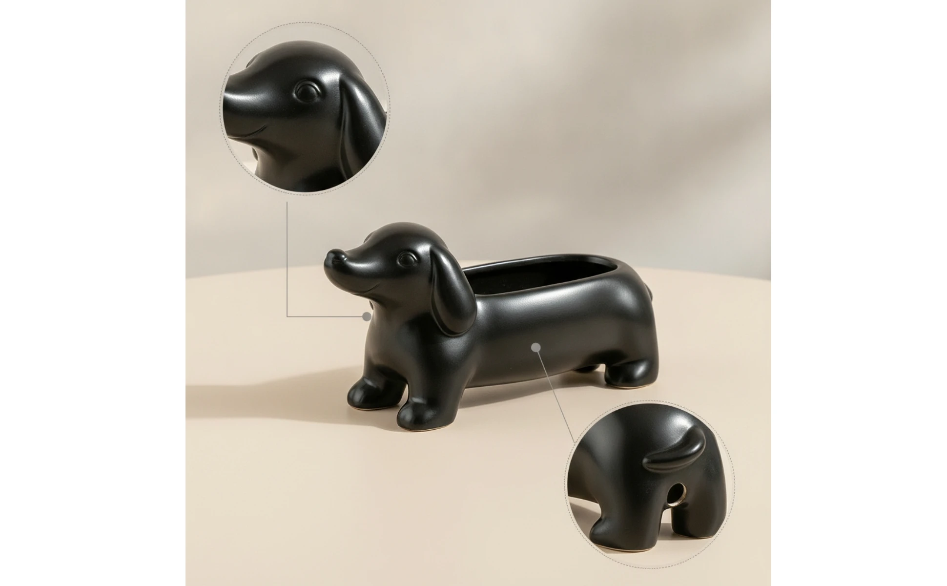 https://ae-pic-a1.aliexpress-media.com/kf/S32afda7529cf495e9444d61edb09f192n.jpg Dachshund Planter Small Dachshund Plant Pot Dog-Shaped Planter Creative Low-Profile for Desk, Shelf