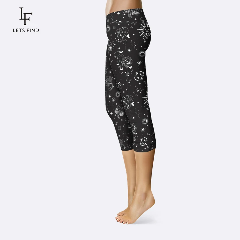 LETSFIND 2020ฤดูร้อนมาถึงใหม่3D สวย Galaxy พิมพ์สูงเอวกลางลูกวัว Leggings แฟชั่นผู้หญิงฟิตเนส Legging