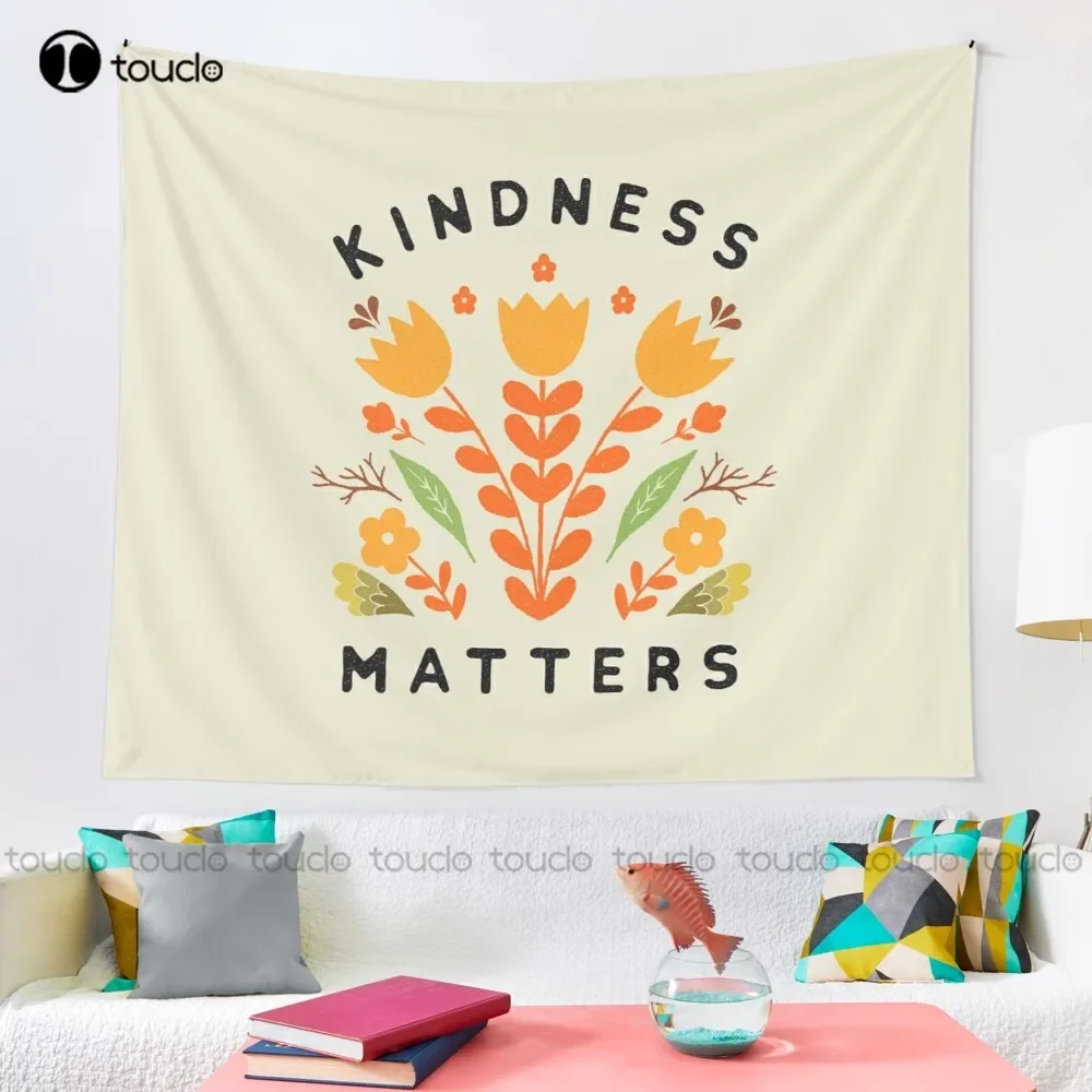 Kindness Matters Floral Kindness Lettering Typography Flowers Tapestry Funny Tapestries Tapestry Custom Decoration Wall Hanging