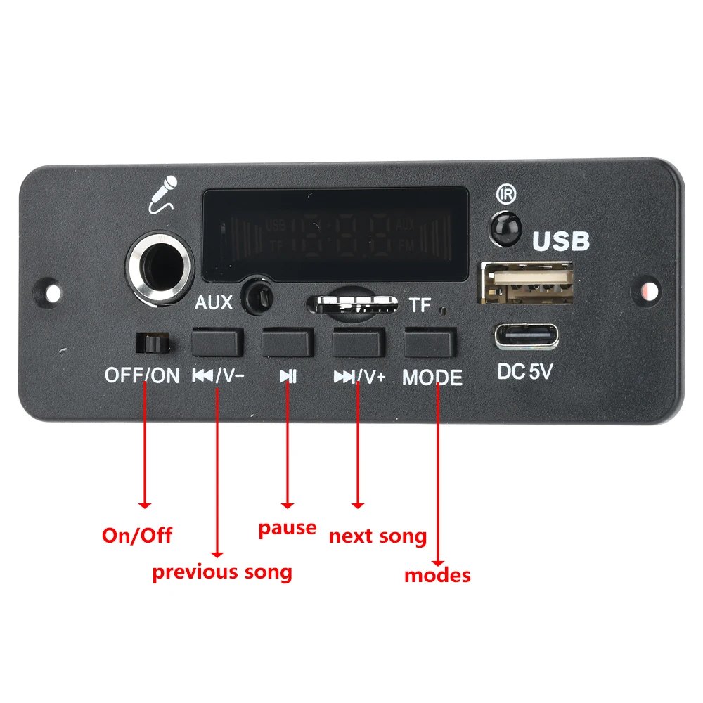 10 ワットデジタルアンプ MP3 デコーダボード DC 5V Bluetooth 5.0 FM サポートマイク車 MP3 プレーヤーリモコン付き