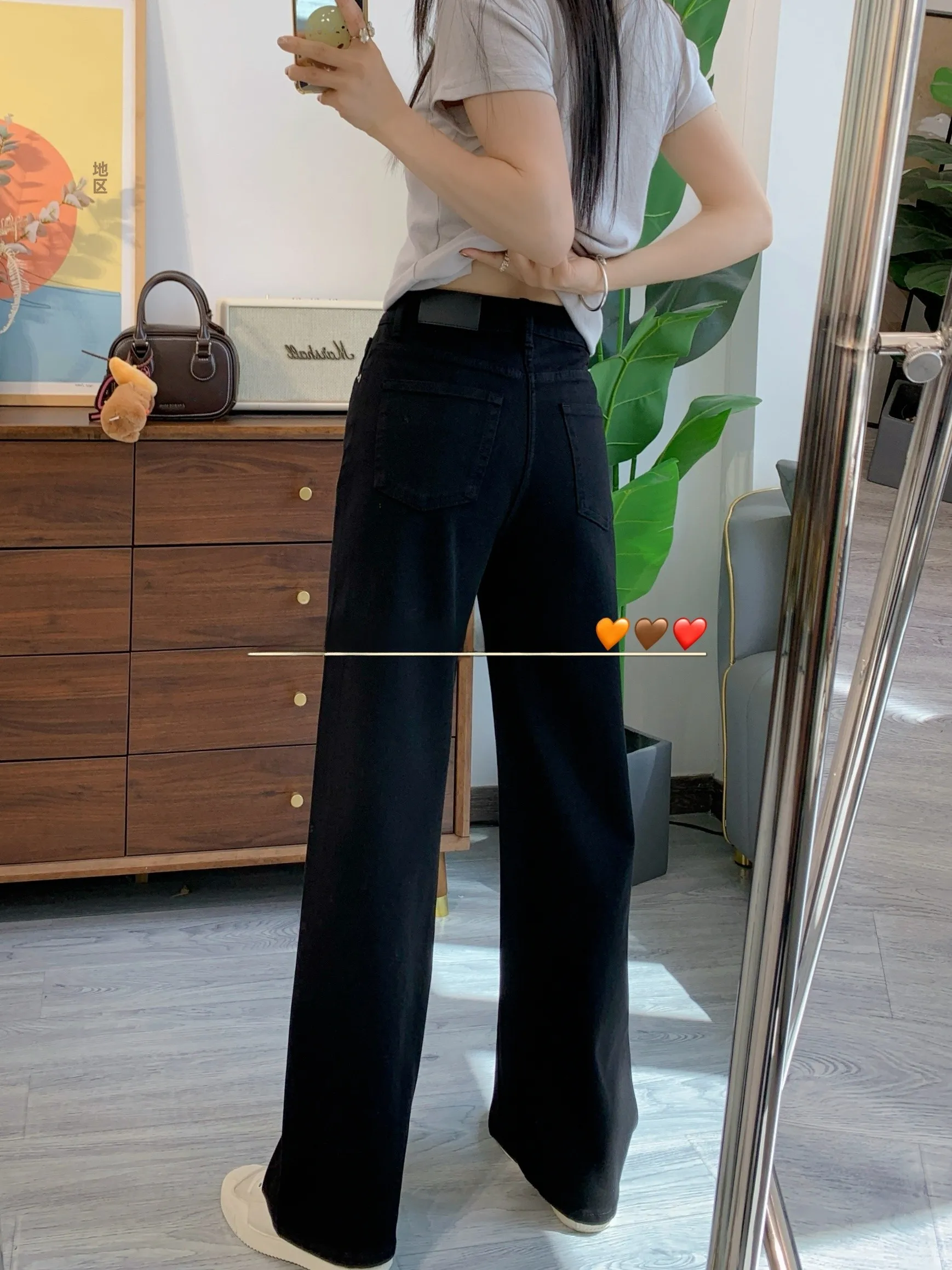 

Black Straight Leg Stretchy Wide Leg Jeans Women's New 2026 Casual High Waist Cotton Blend Denim Pants Comfortable Fit