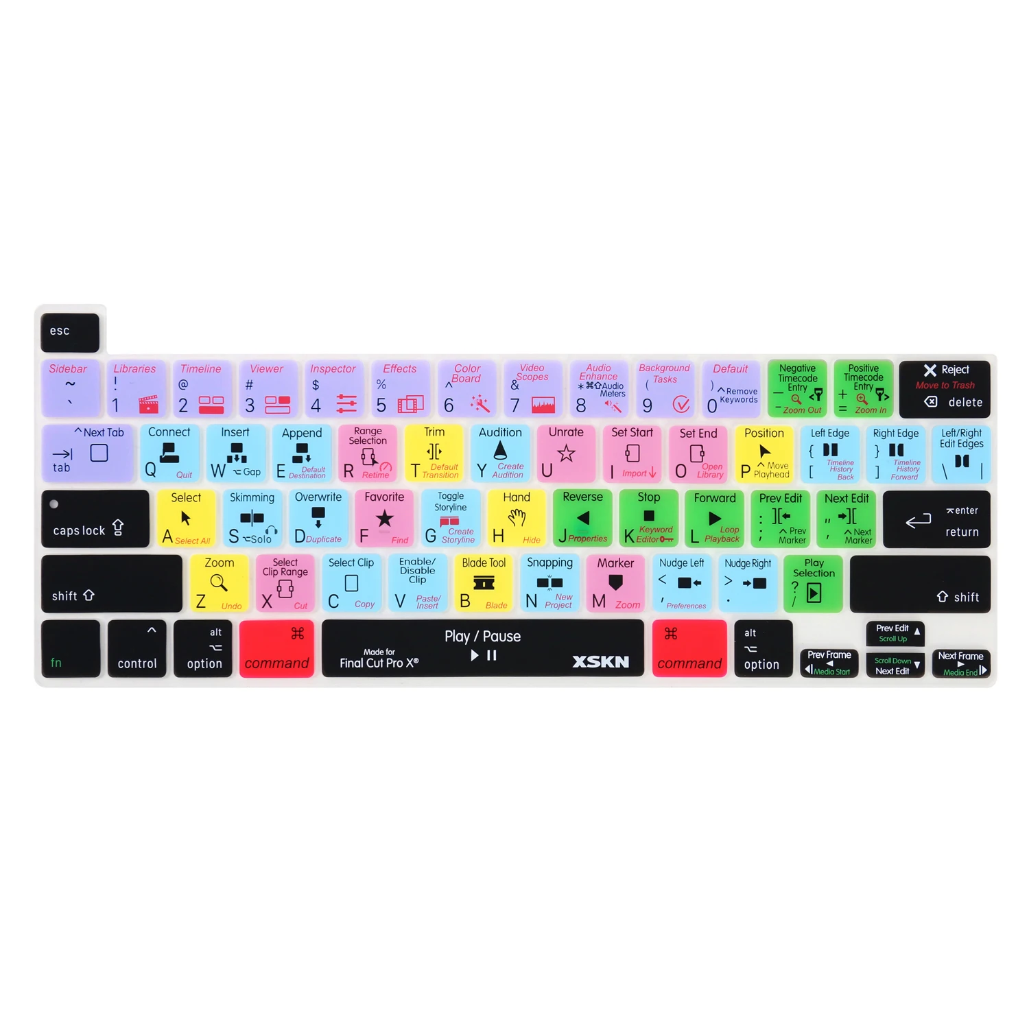 

XSKN Final Cut Pro Shortcuts Silicone Keyboard Cover for MacBook Pro 13.3/16 inch with Touch Bar A2338 M2 M1 A2289 A2251 A2141