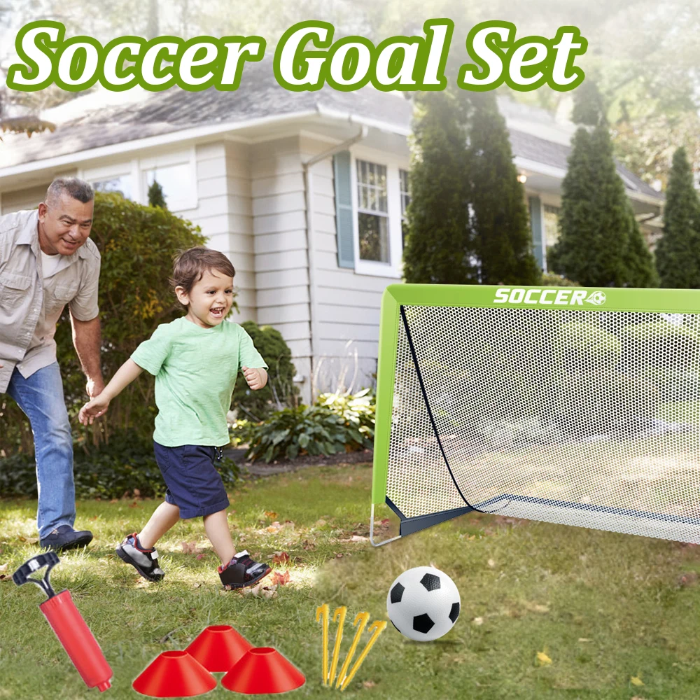 

Kids Soccer Goal Set Portable Pop Up Soccer Goals for Backyard Soccer Training Equipment with Ball and Cone Toddler Outdoor Game