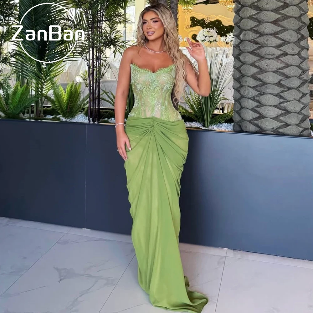 ZanBan Sexy Meerjungfrau-Abendkleider 2026, herzförmige Applikationen, Spitze, Partykleid, Chiffon, Cocktail-Abschlussballkleider, individuell gestaltet