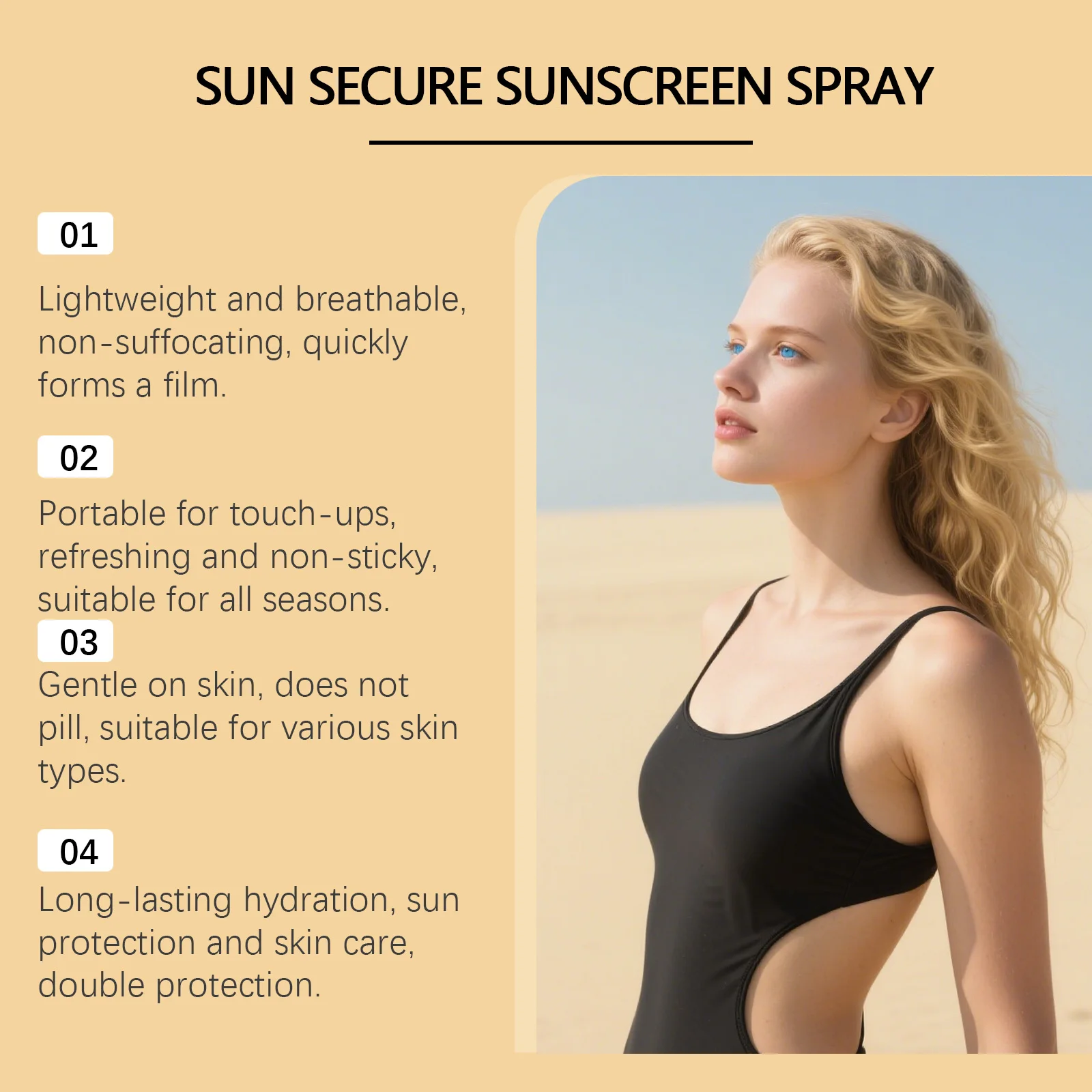 Hydrating  Invisible Sunscreen Spray SPF 50+ Clear Face Body Mist Micro-Fine Uniform Spray Nozzle Waterproof Sweat-Resistant Quick-Drying Refreshing Non-Greasy Zero White Cast Alcohol-Free Dryness And Tightness Caused By Air Conditioning For Outdoor Beach