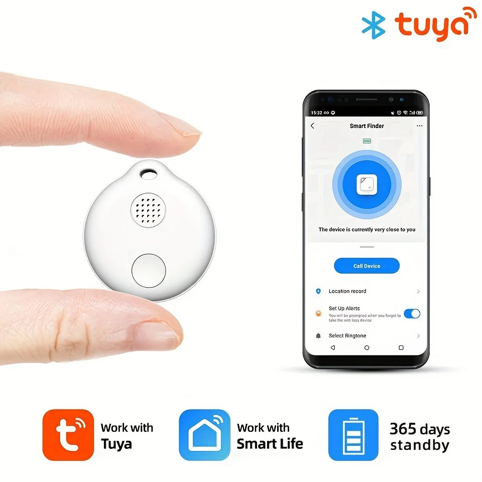 Tuya Wireless BLE Key Finder Smart Tracker Anti-lost Alarm Tracker Child Bag Wallet APP Record 80DB Anti Lost Tag