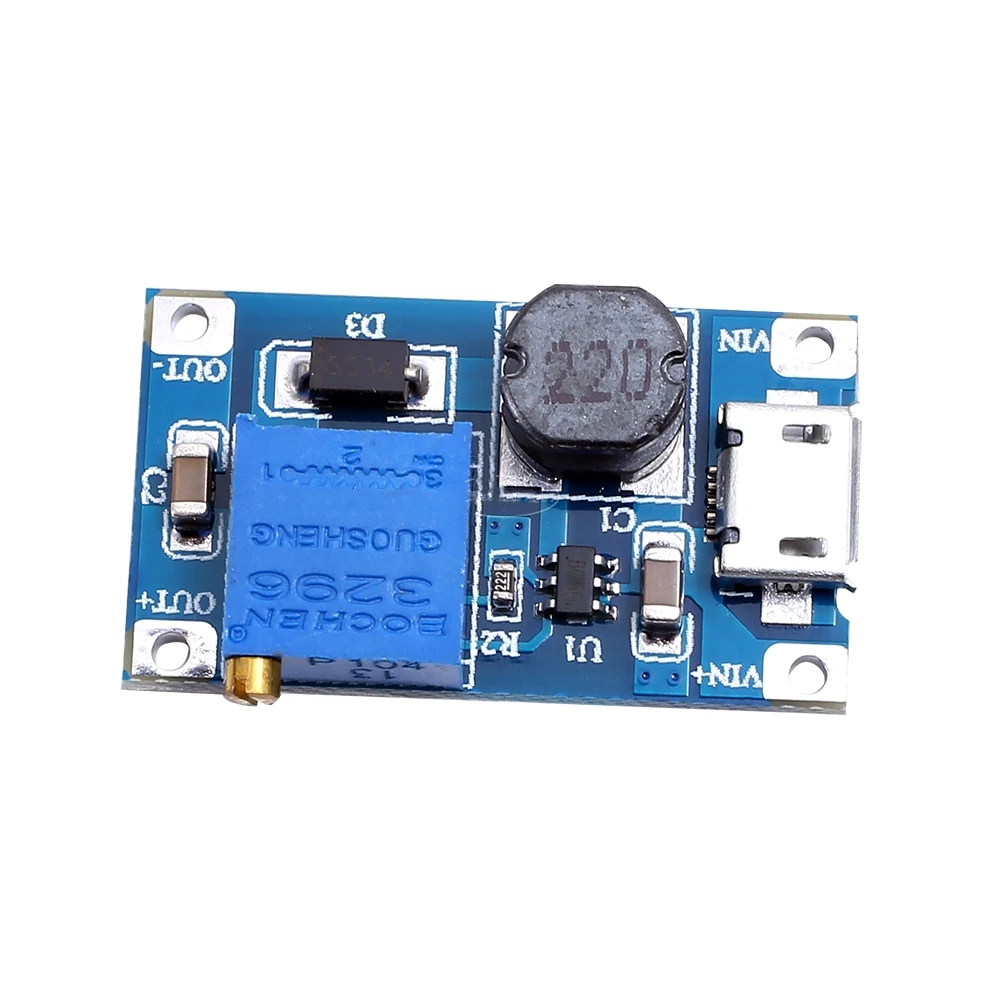 2a boost board DC-DC boost module wide voltage input 2/24V rise 5/9/12/28V adjustable 2577