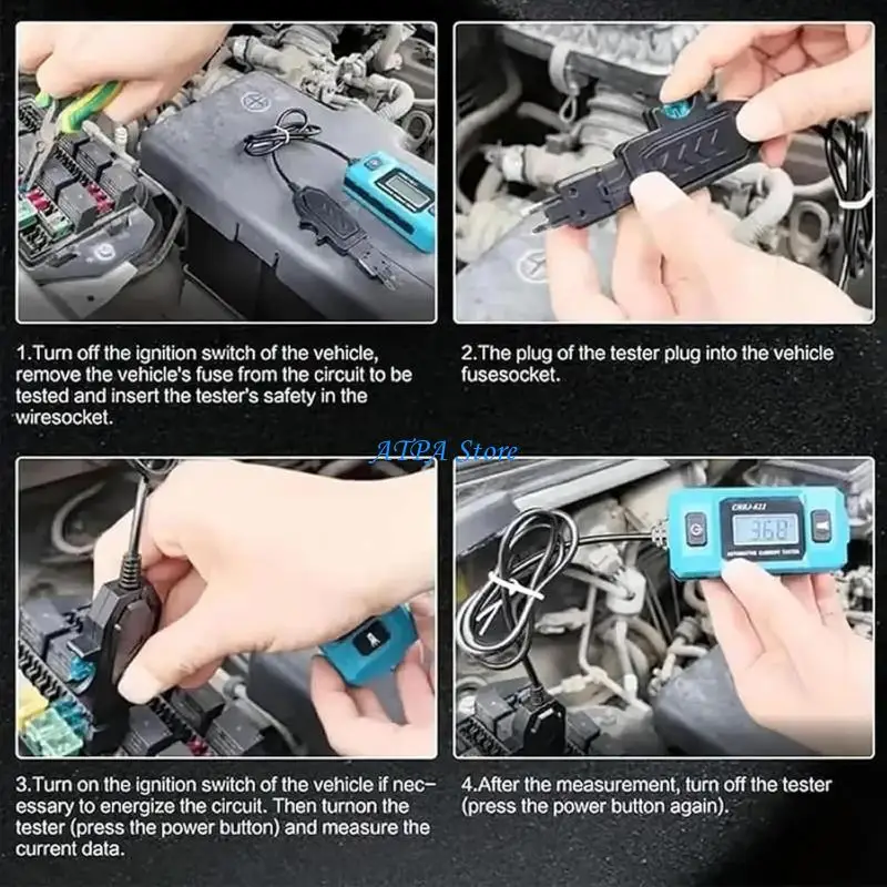 U13C Reliable Automotive Multimeter Car Maintenance Tool For Measuring Current From 0.01A To 19.99A Fuses Blade Checker