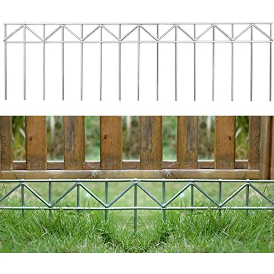 

5 Pack 32" L x 10" H Animal Barrier Fence No Dig Fence Patented Product 5.5mm Galvanized Stakes with 2.1" Spacing Anti Digging