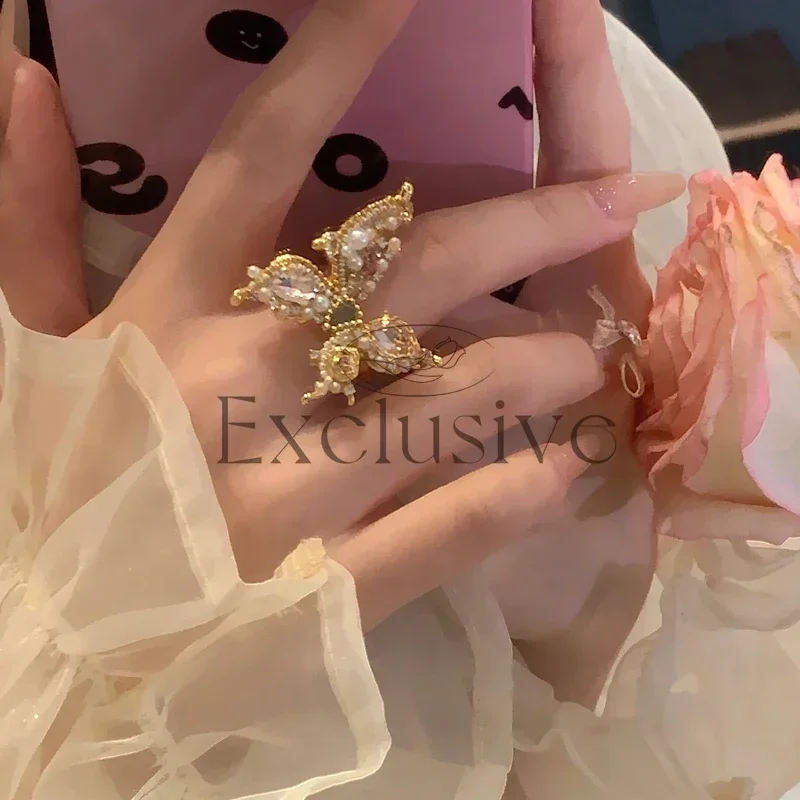 Light Luxury Heavy Industry Retro Court Atmosphere Butterfly Opening Ring Super Immortal Exquisite Premium
