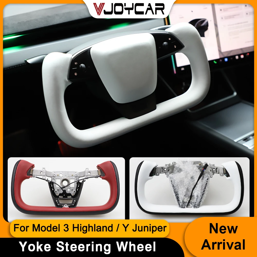 

Vjoycar Yoke Racing Handle For Tesla Model 3 Highland New Y Juniper Heating Steering Wheel Nappa Customization Car Accessories