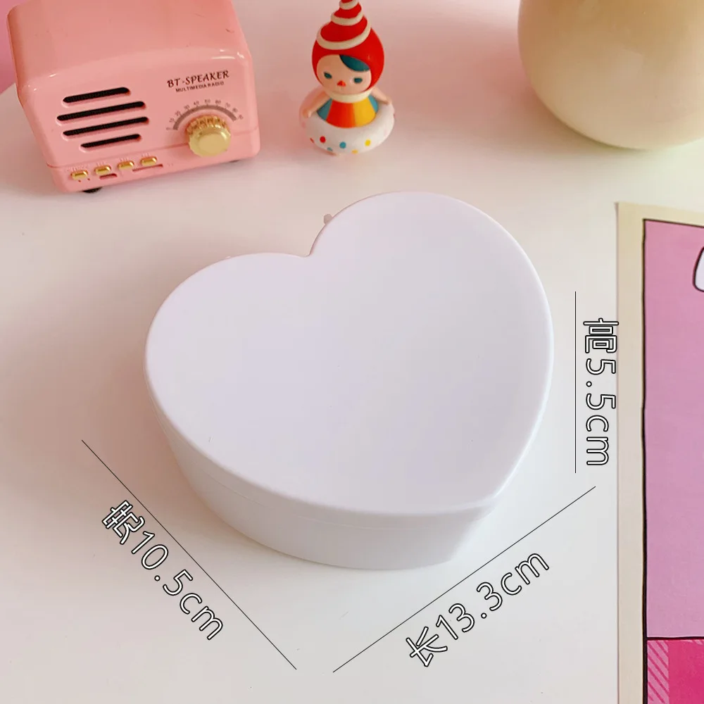 Pink Girl Heart Storage Box Jewelry Desktop Jewelry Organizer Box Student Dormitory Love Storage Box Double Storage Box