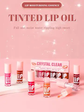 MAGIC CASA 6pcs/set Small bottle Hydrating Jelly Lip Oil long-lasting Moisturizing  smooth shimmering Lip Hydrating Liquid