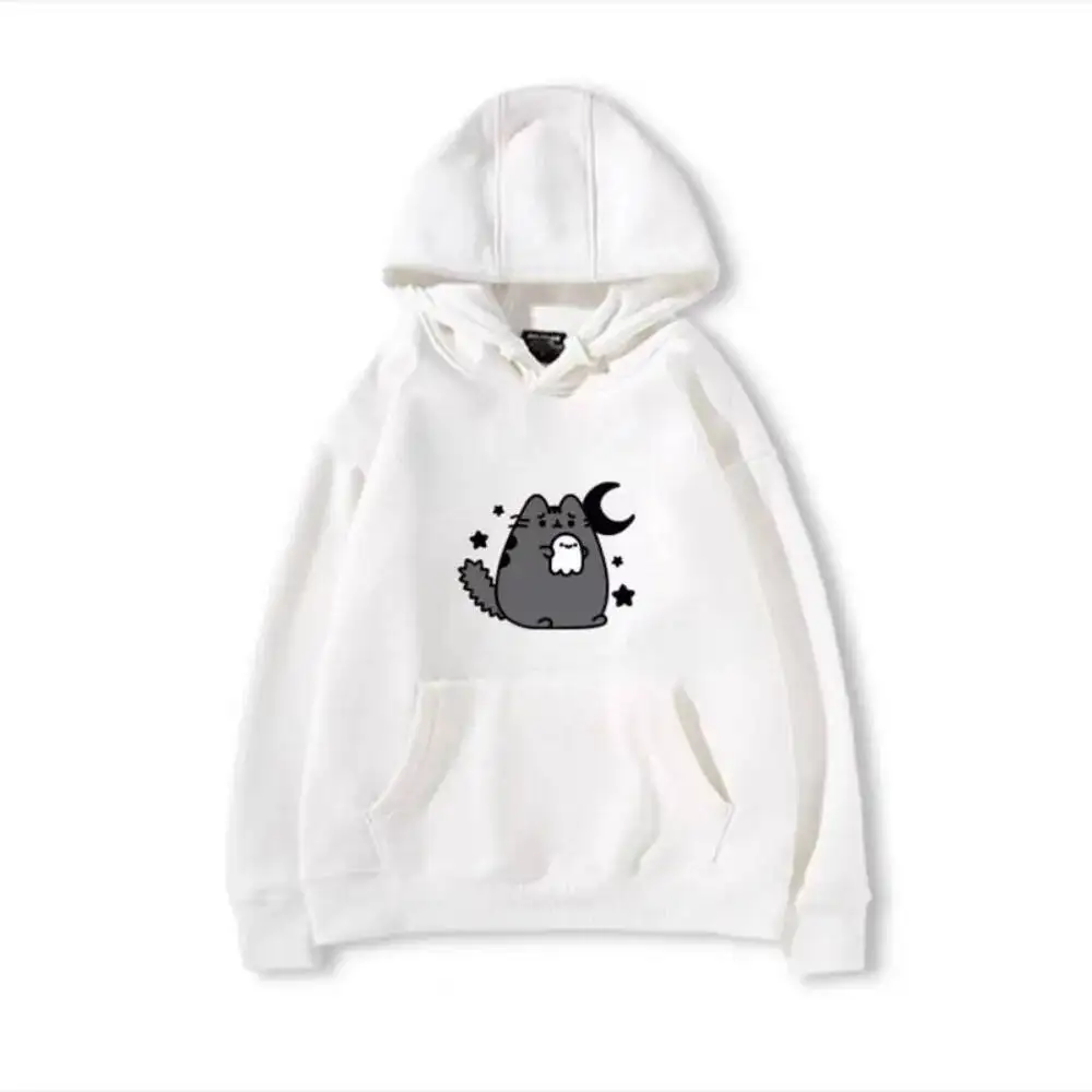 Cotton Casual 2025 Early Spring New Sweatshirt Loose All-Match Print Cat Hip Hop Y2K Hoody Streetwear Trendy Goth Hoodie