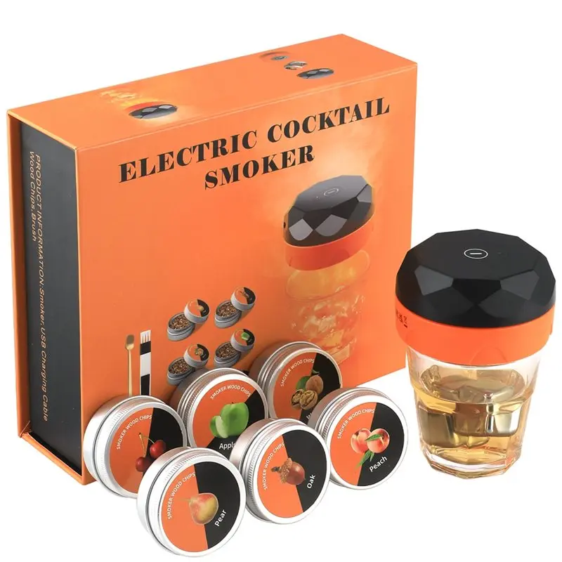 

【ADORN】1 комплект набора для курильщика виски с 6 деревянными чипсами, набор для заварки коктейлей, старомодный набор для курильщика для напитков