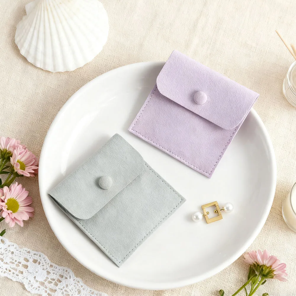 

100pcs/Lot Jewelry Microfiber Button Gift Bags Small Business Wholesale Travel Rings Earrings Packaging Storage Wedding Favors