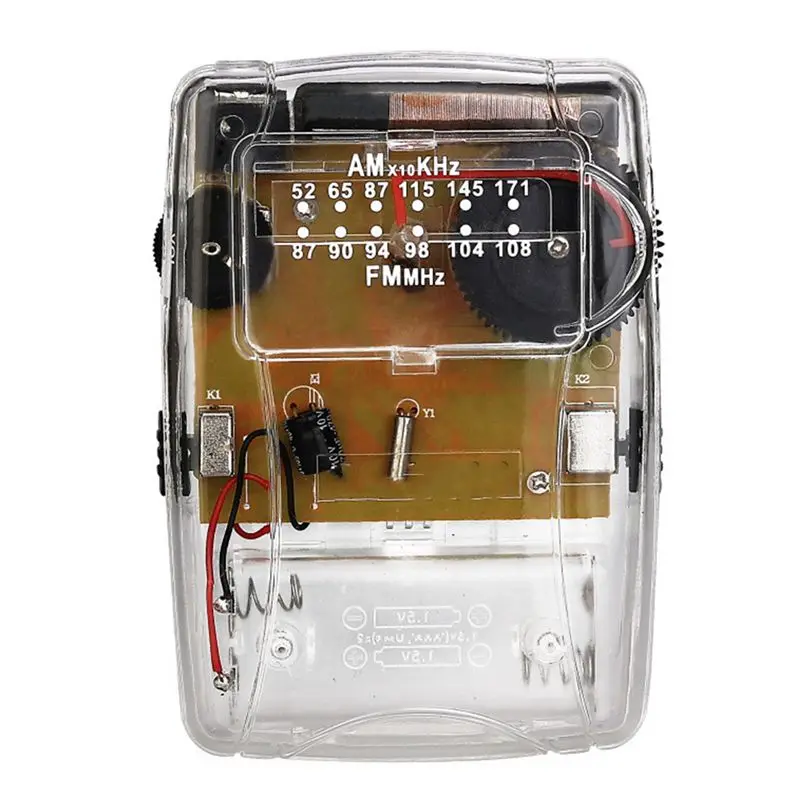 A42T-Transparent Portable AM/FM Radio Pointer Tuning Supports Headphones For Church Conference Museum Guide No External FM