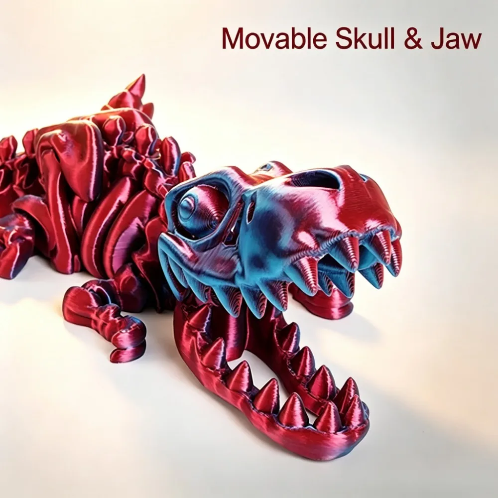 3D Printed Tyrannosaurus Rex Dinosaur Skeleton Deformable Ornament Gift Desktop Decoration Craft Toy Birthdays Gift