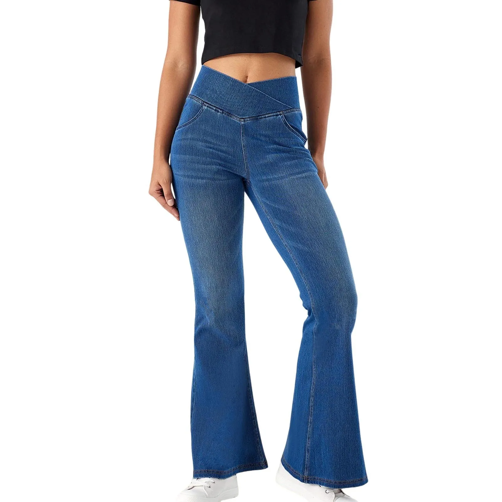 

Women Slim Fit Denim Flared Pants Elegant Hip Lift French Style Bootcut Jeans Pants For Women Streetwear Summer Denim Trousers