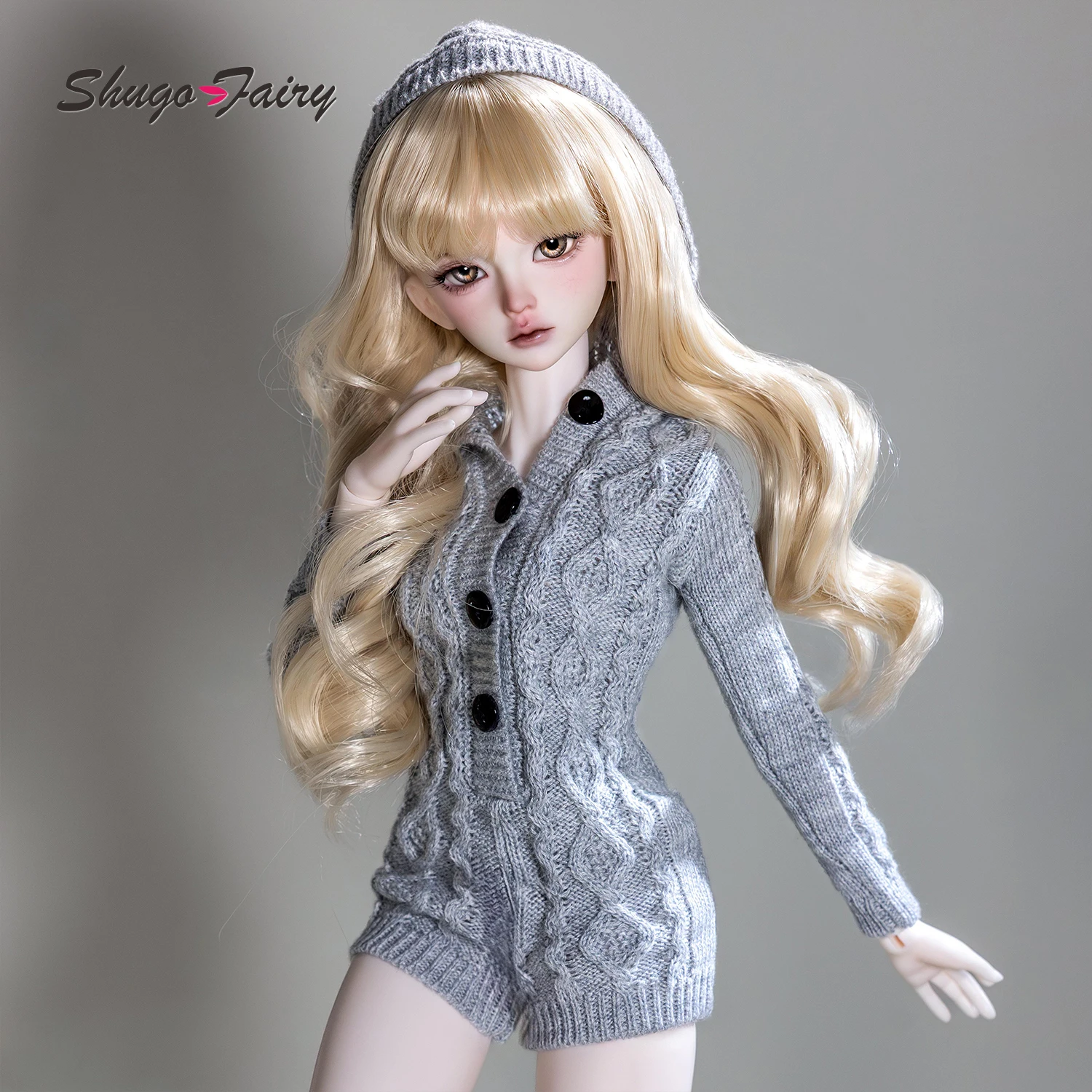 BJD 인형 1/4 카카 H 슈가페어리 MSD 풀세트 쿨 캐주얼 언인히비티드 레이디 후드 케이블 니트 스웨터 의상 볼 조인트 인형 썸네일 4