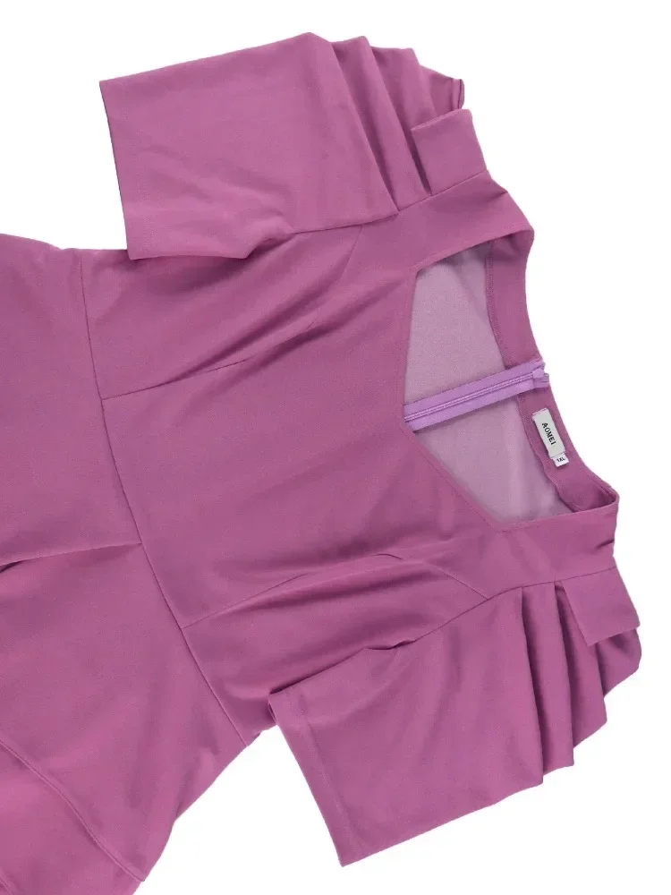 

Элегантное женское фиолетовое вечернее платье трапециевидной формы с коротким рукавом и высокой талией, оборками, официальная церковная одежда для офиса, повседневная одежда, новинка 2023 года