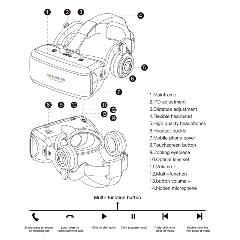 Шлем виртуальной реальности, VR-очки с поддержкой Google Cardboard, для IOS и Android