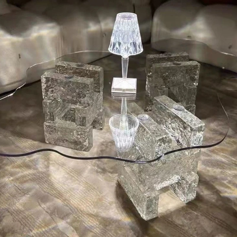 Cloud Coffee Table Creative Glass Transparent Side Table Living Room Small Table High-Grade Light Luxury Nordic Small Apartment