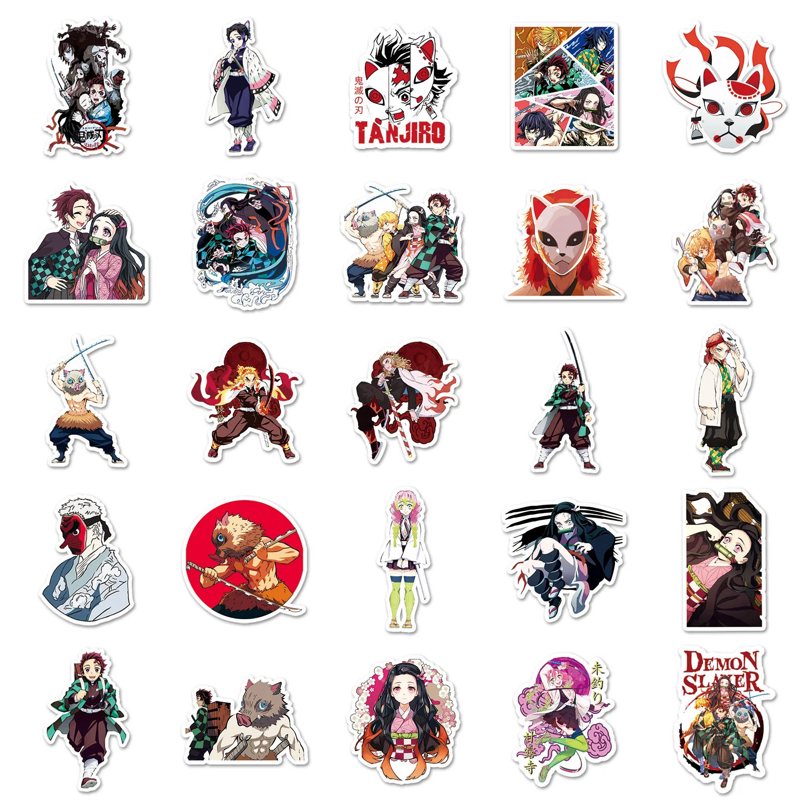 Demônio Slayer Kamado Tanjirou Kamado Nezuko Dos Desenhos Animados Adesivo Impermeável, Periféricos Anime, Notebook Water Cup Decor Brinquedos, 100