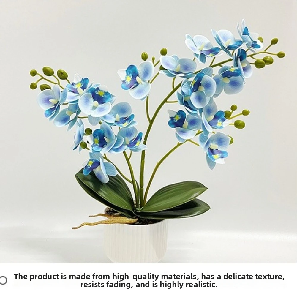 Multi-Bloom Künstliche Schmetterlingsorchidee Weiß im Blumentopf – Kunstblumen, künstliche Orchideen-Bonsai, DIY-Kunstpflanzen – Detail 2